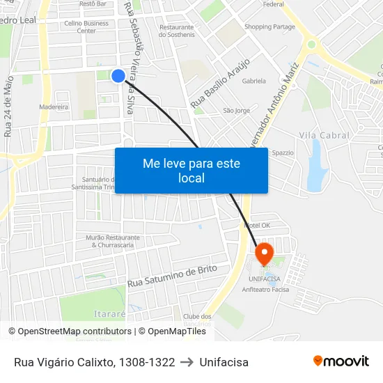 Rua Vigário Calixto, 1308-1322 to Unifacisa map