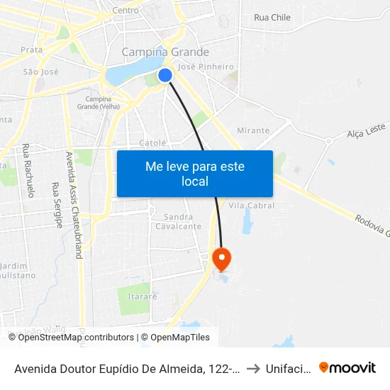 Avenida Doutor Eupídio De Almeida, 122-228 to Unifacisa map