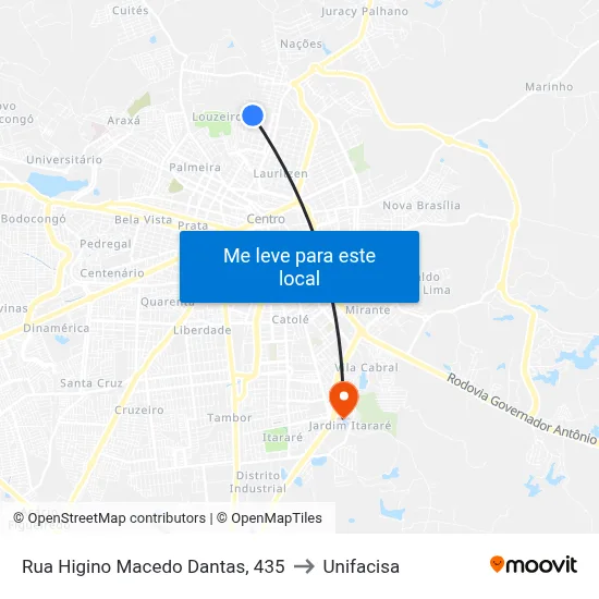 Rua Higino Macedo Dantas, 435 to Unifacisa map