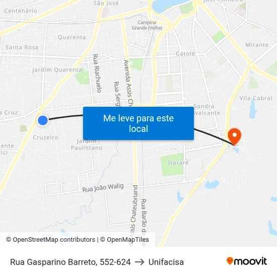 Rua Gasparino Barreto, 552-624 to Unifacisa map