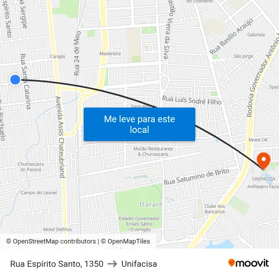 Rua Espírito Santo, 1350 to Unifacisa map