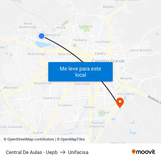 Central De Aulas - Uepb to Unifacisa map
