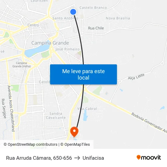 Rua Arruda Câmara, 650-656 to Unifacisa map