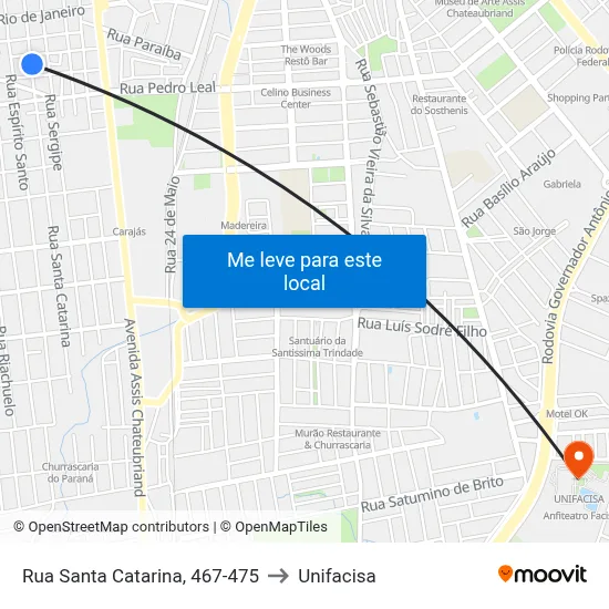 Rua Santa Catarina, 467-475 to Unifacisa map