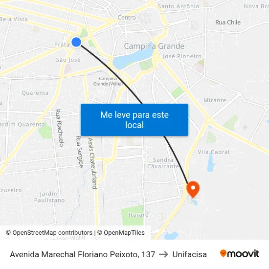 Avenida Marechal Floriano Peixoto, 137 to Unifacisa map