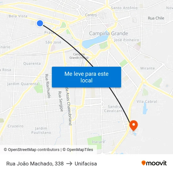 Rua João Machado, 338 to Unifacisa map
