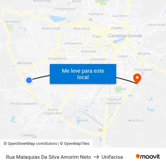 Rua Malaquias Da Silva Amorim Neto to Unifacisa map