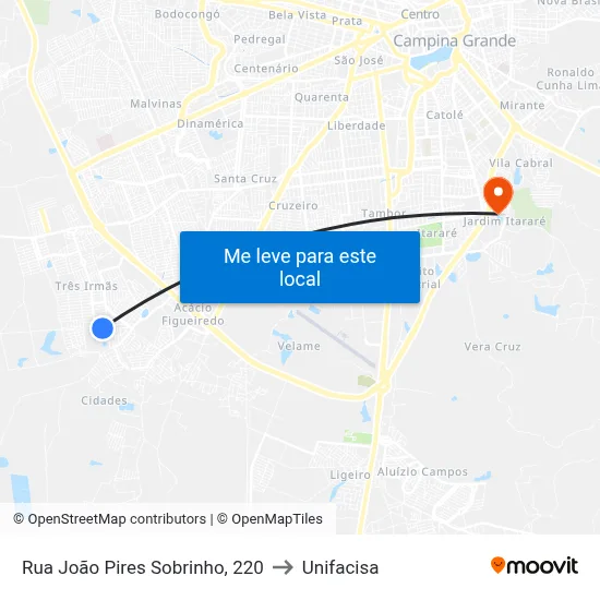 Rua João Pires Sobrinho, 220 to Unifacisa map