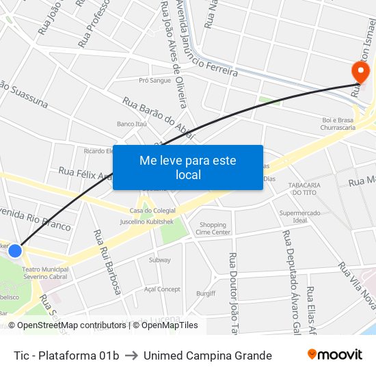 Tic - Plataforma 01b to Unimed Campina Grande map