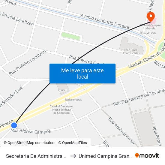 Secretaria De Administração to Unimed Campina Grande map