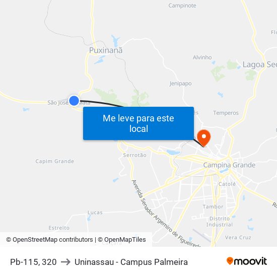 Pb-115, 320 to Uninassau - Campus Palmeira map