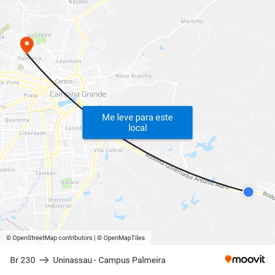 Br 230 to Uninassau - Campus Palmeira map