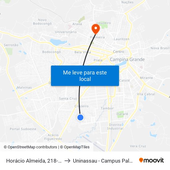 Horácio Almeida, 218-284 to Uninassau - Campus Palmeira map