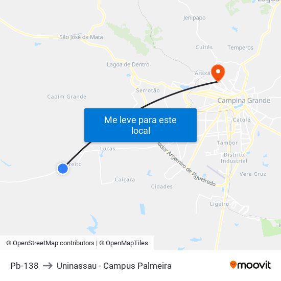 Pb-138 to Uninassau - Campus Palmeira map