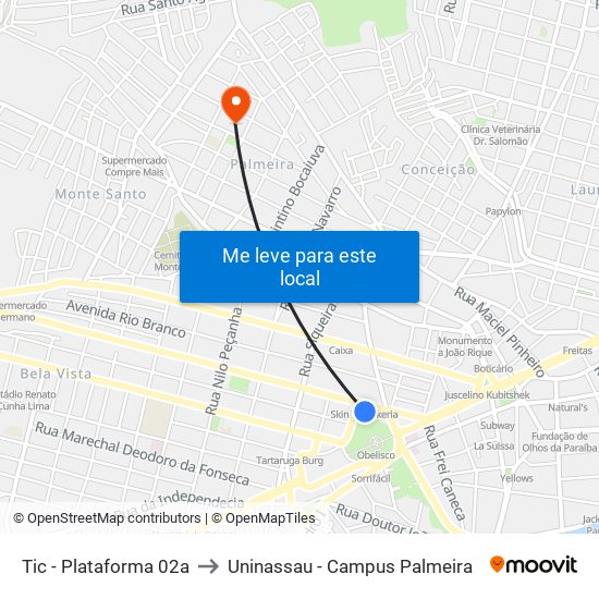 Tic - Plataforma 02a to Uninassau - Campus Palmeira map