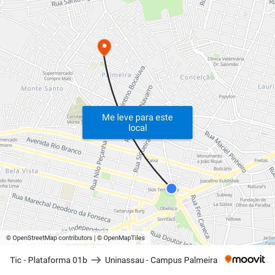 Tic - Plataforma 01b to Uninassau - Campus Palmeira map