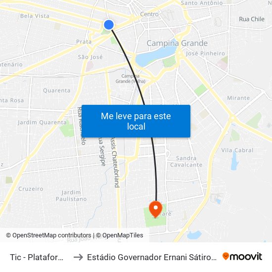 Tic - Plataforma 01b to Estádio Governador Ernani Sátiro - O Amigão map