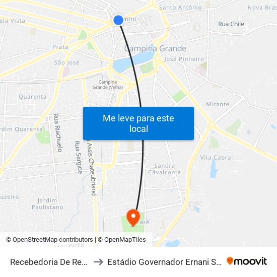 Recebedoria De Rendas - Fisco to Estádio Governador Ernani Sátiro - O Amigão map