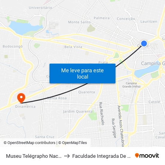 Museu Telégrapho Nacional to Faculdade Integrada De Patos map