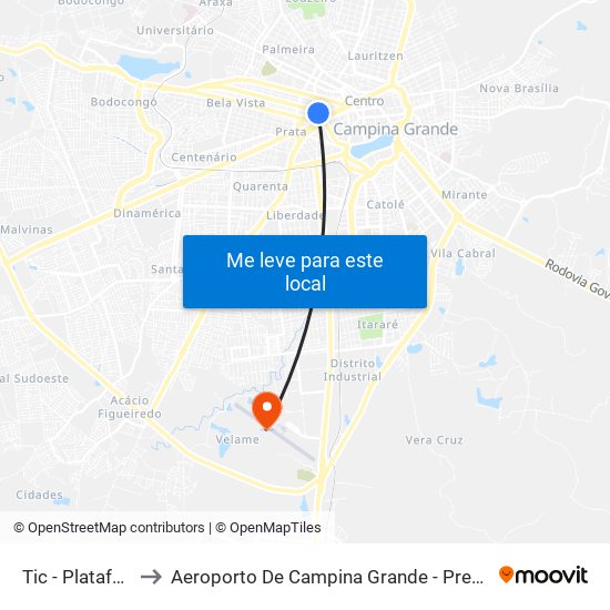 Tic - Plataforma 06a to Aeroporto De Campina Grande - Presidente João Suassuna map