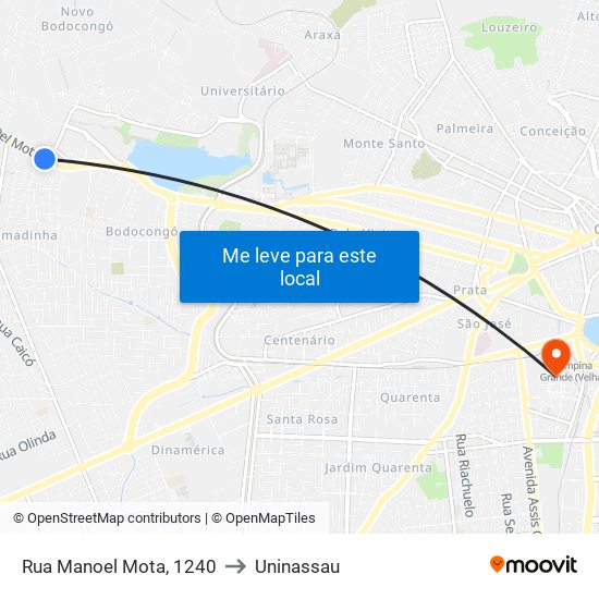 Rua Manoel Mota, 1240 to Uninassau map
