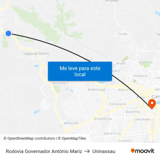 Rodovia Governador Antônio Mariz to Uninassau map