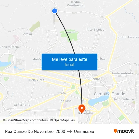 Rua Quinze De Novembro, 2000 to Uninassau map