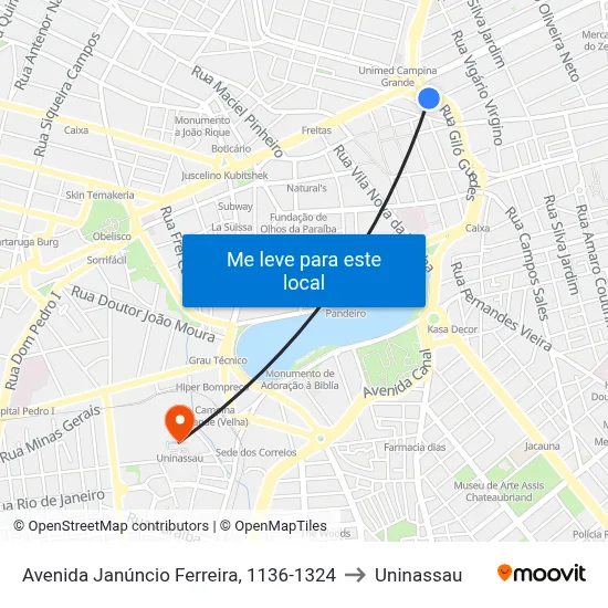 Avenida Janúncio Ferreira, 1136-1324 to Uninassau map