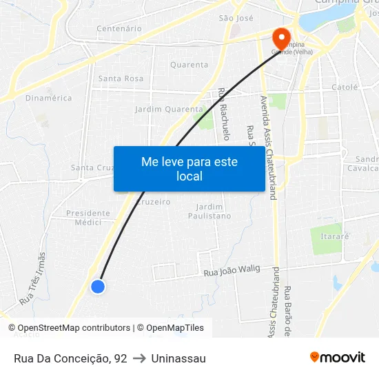 Rua Da Conceição, 92 to Uninassau map