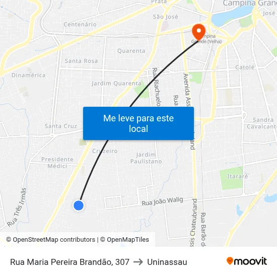 Rua Maria Pereira Brandão, 307 to Uninassau map
