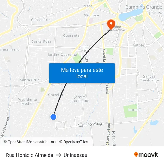 Rua Horácio Almeida to Uninassau map