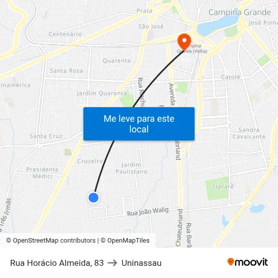 Rua Horácio Almeida, 83 to Uninassau map
