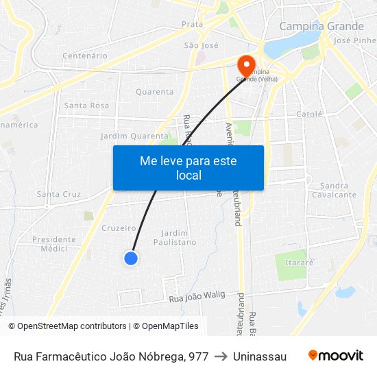 Rua Farmacêutico João Nóbrega, 977 to Uninassau map