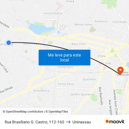 Rua Brasíliano G. Castro, 112-160 to Uninassau map