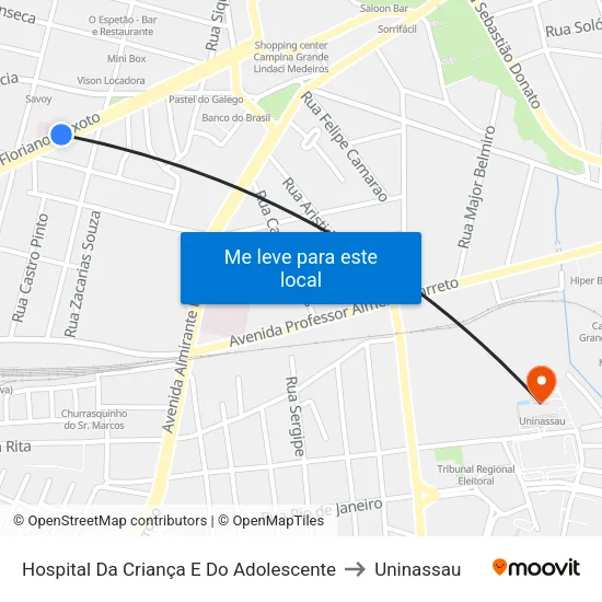 Hospital Da Criança E Do Adolescente to Uninassau map