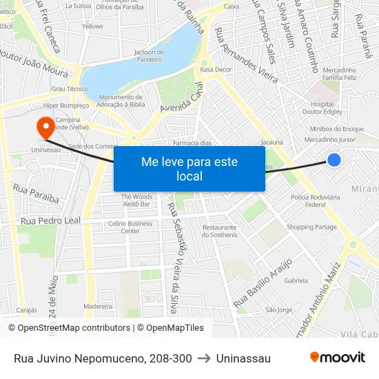 Rua Juvino Nepomuceno, 208-300 to Uninassau map