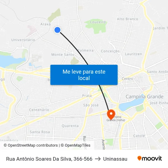 Rua Antônio Soares Da Silva, 366-566 to Uninassau map