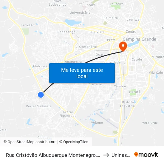 Rua Cristóvão Albuquerque Montenegro, 203-257 to Uninassau map