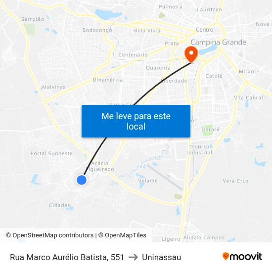 Rua Marco Aurélio Batista, 551 to Uninassau map