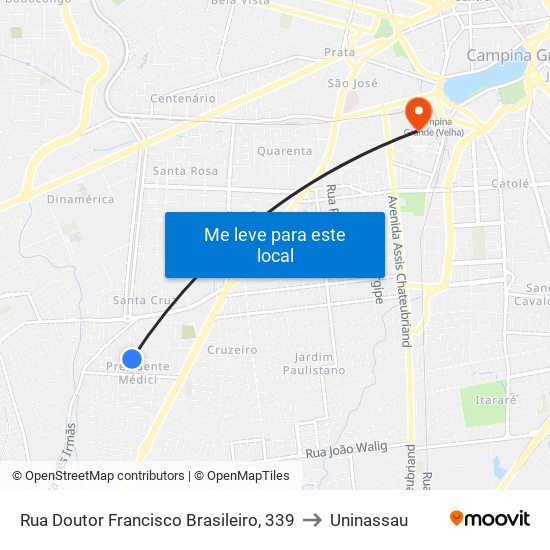 Rua Doutor Francisco Brasileiro, 339 to Uninassau map