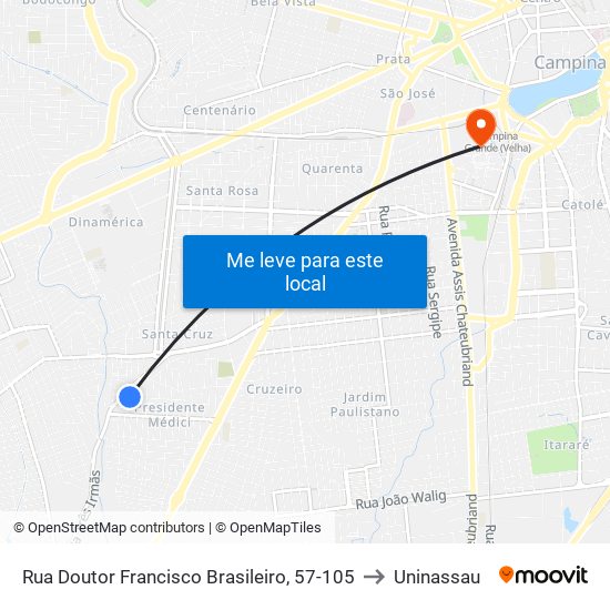 Rua Doutor Francisco Brasileiro, 57-105 to Uninassau map