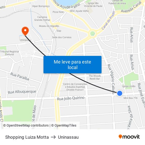 Shopping Luiza Motta to Uninassau map