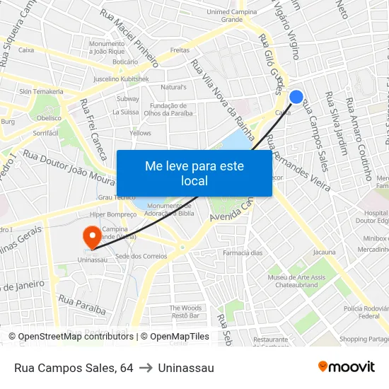 Rua Campos Sales, 64 to Uninassau map