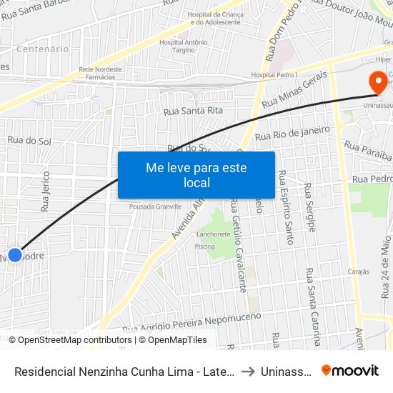 Residencial Nenzinha Cunha Lima - Lateral to Uninassau map