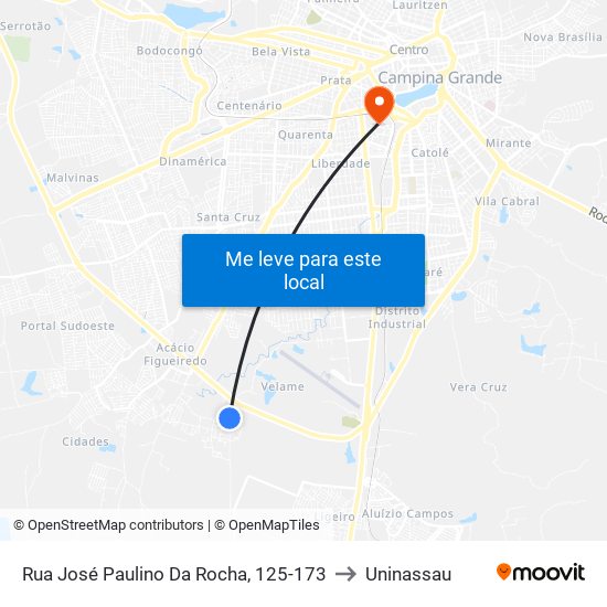 Rua José Paulino Da Rocha, 125-173 to Uninassau map