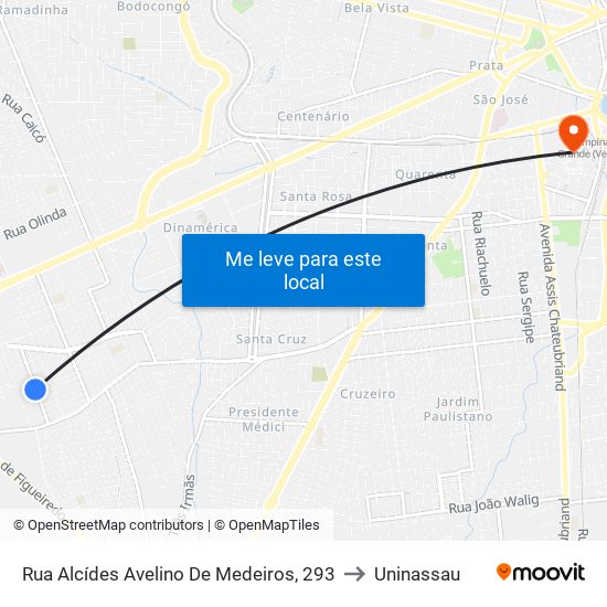 Rua Alcídes Avelino De Medeiros, 293 to Uninassau map