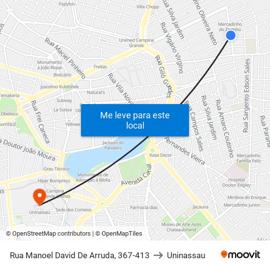 Rua Manoel David De Arruda, 367-413 to Uninassau map