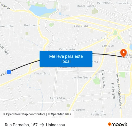 Rua Parnaíba, 157 to Uninassau map