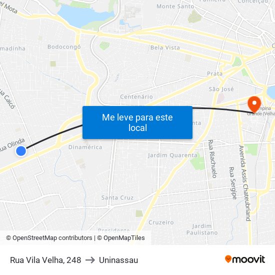 Rua Vila Velha, 248 to Uninassau map