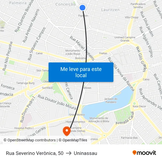 Rua Severino Verônica, 50 to Uninassau map